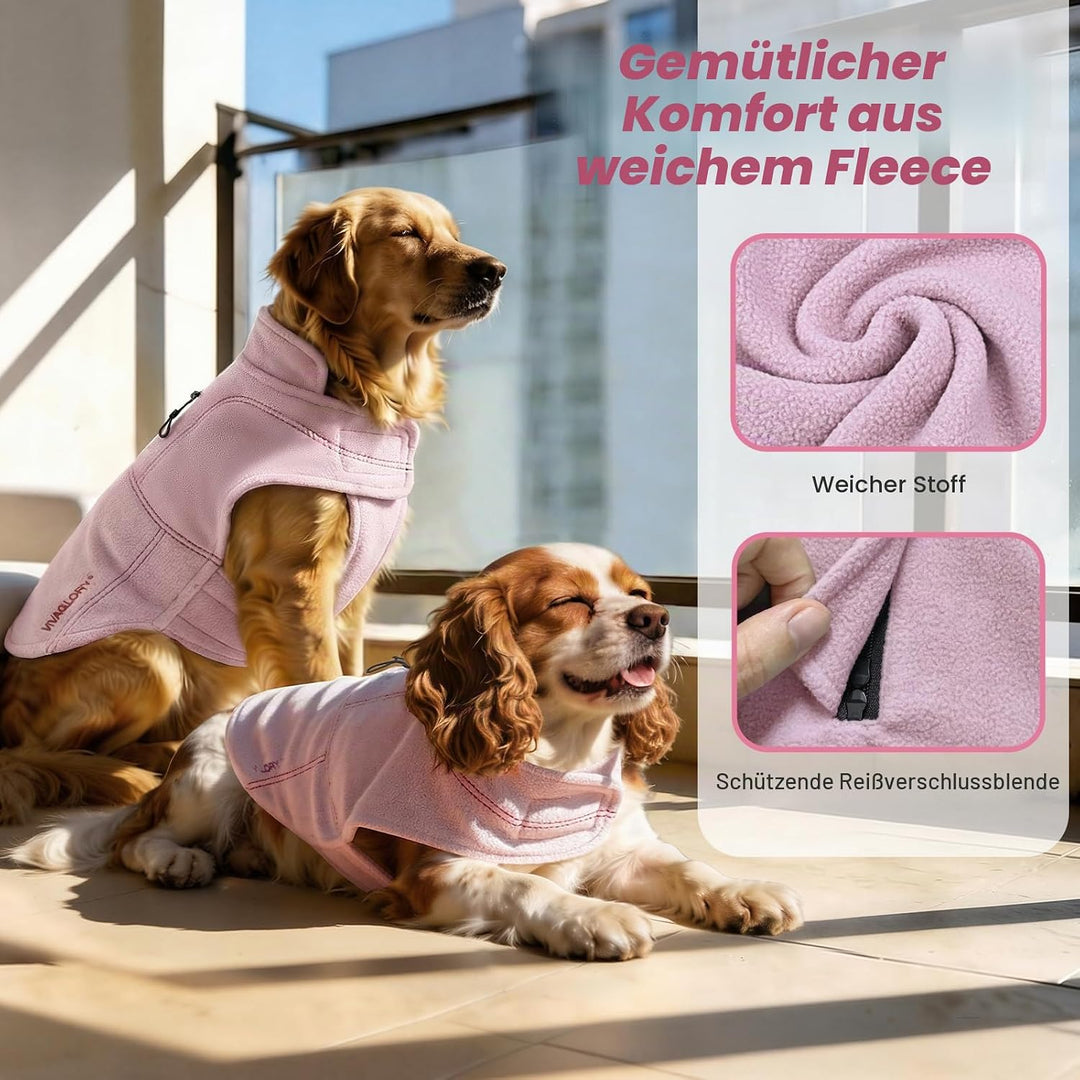VIVAGLORY Softpad Wintermantel Hund, Hundemantel Fleecemantel Hund, Fleecejacke mit Bauchschutz, Fle