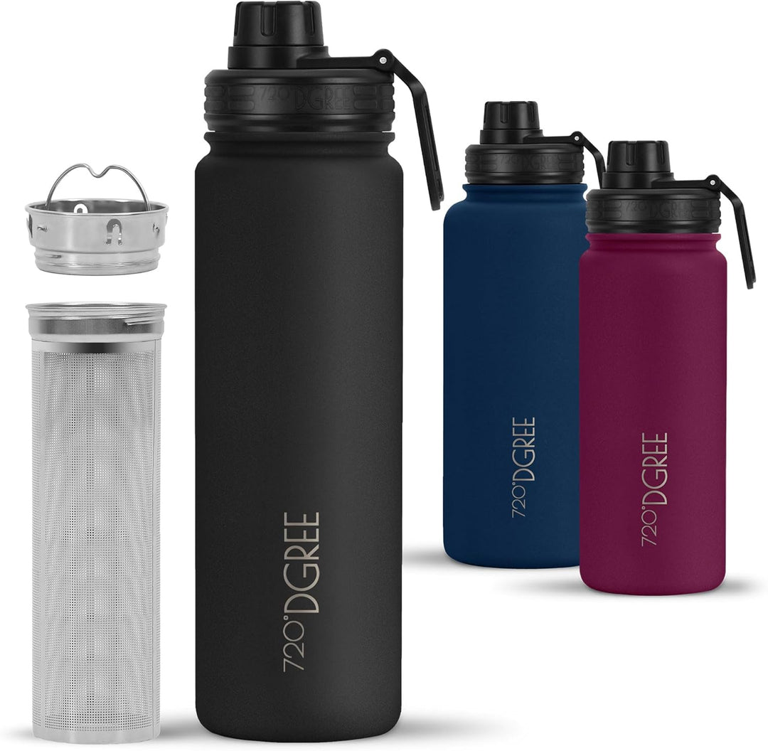 720°DGREE Edelstahl Thermo Trinkflasche 710ml “noLimit” +Früchtebehälter - Auslaufsicher, Kohlensäur