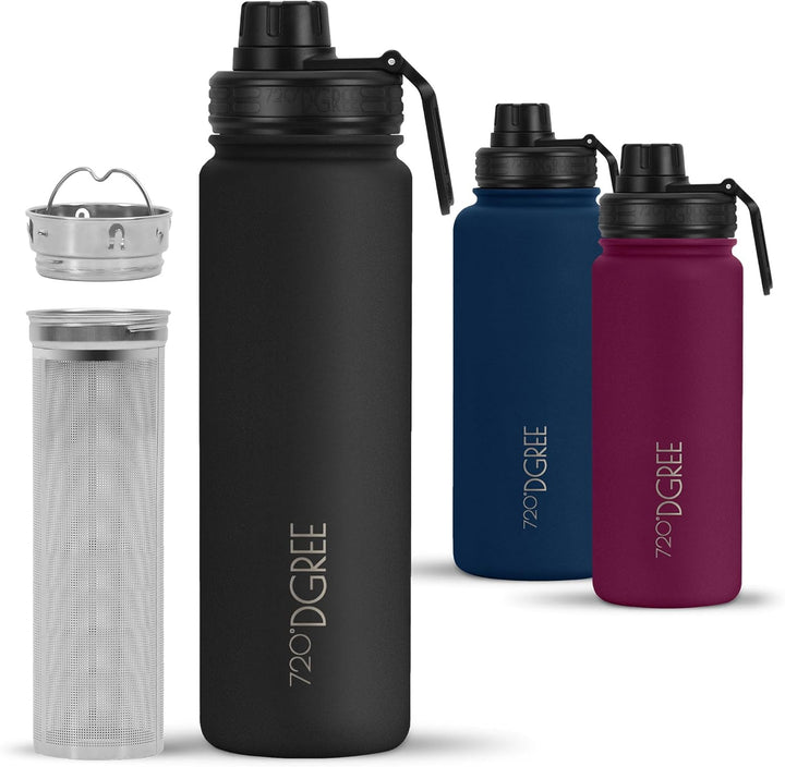 720°DGREE Edelstahl Thermo Trinkflasche 710ml “noLimit” +Früchtebehälter - Auslaufsicher, Kohlensäur