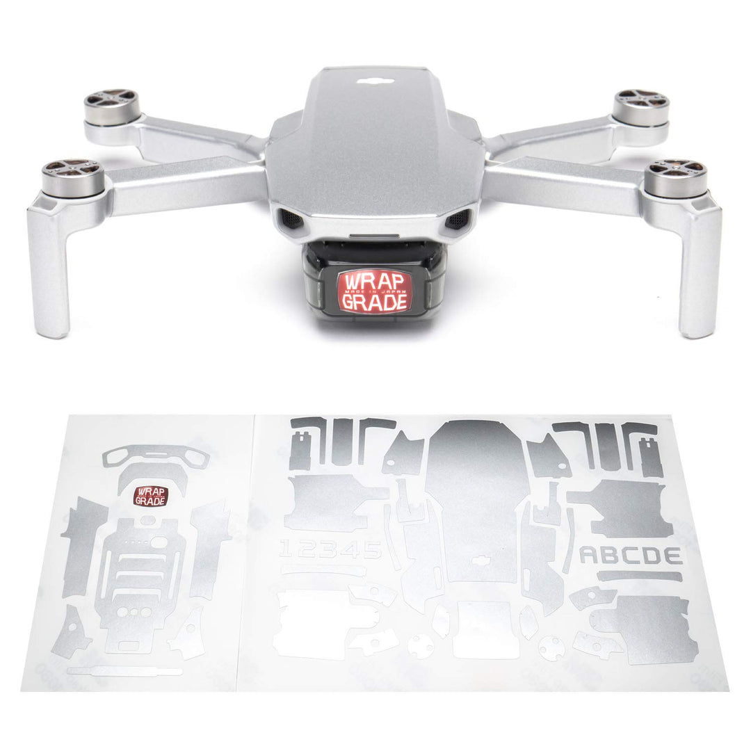 Wrapgrade Skin Sticker Set Kompatibel mit DJI Mini 2 (Airforce Silver), Airforce Silver
