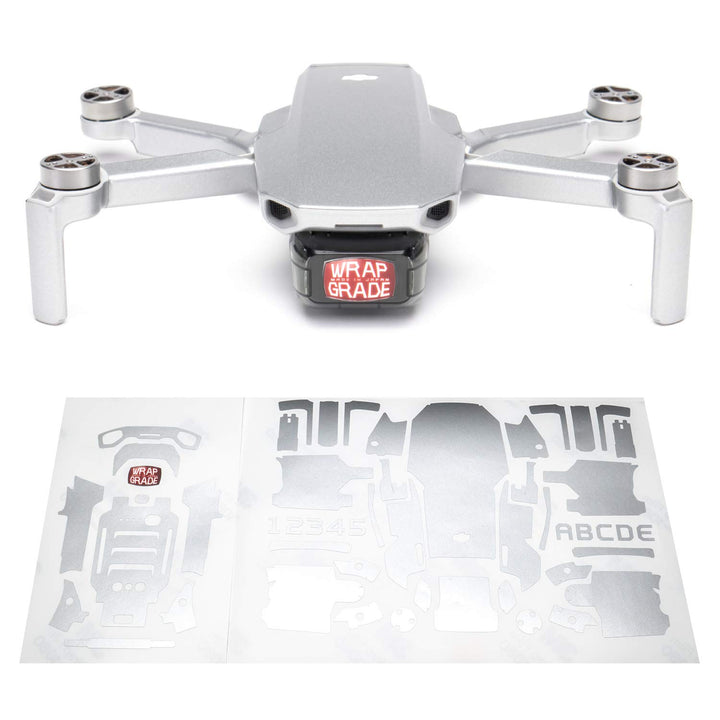 Wrapgrade Skin Sticker Set Kompatibel mit DJI Mini 2 (Airforce Silver), Airforce Silver