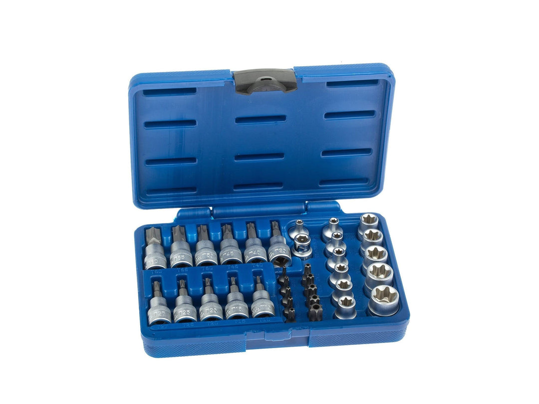 A-TXSET34 Torx Steckschlüssel Satz 34-tlg. Nüsse Set Nusssatz Stecknüsse Biteinsätze Steckschlüssele