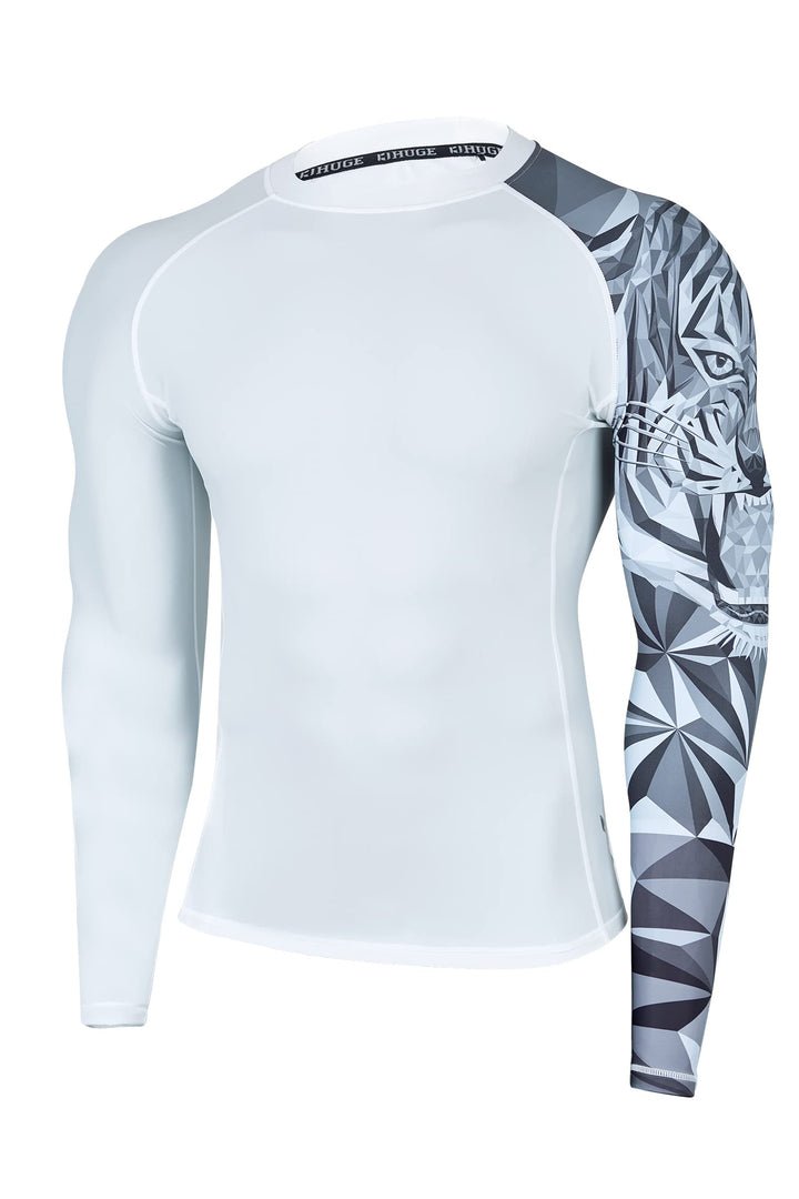 HUGE SPORTS Schwimmshirt Badeshirt Rashguard-Shirts Herren Langarm UPF 50+ | UV Sonnenschutz Elastis
