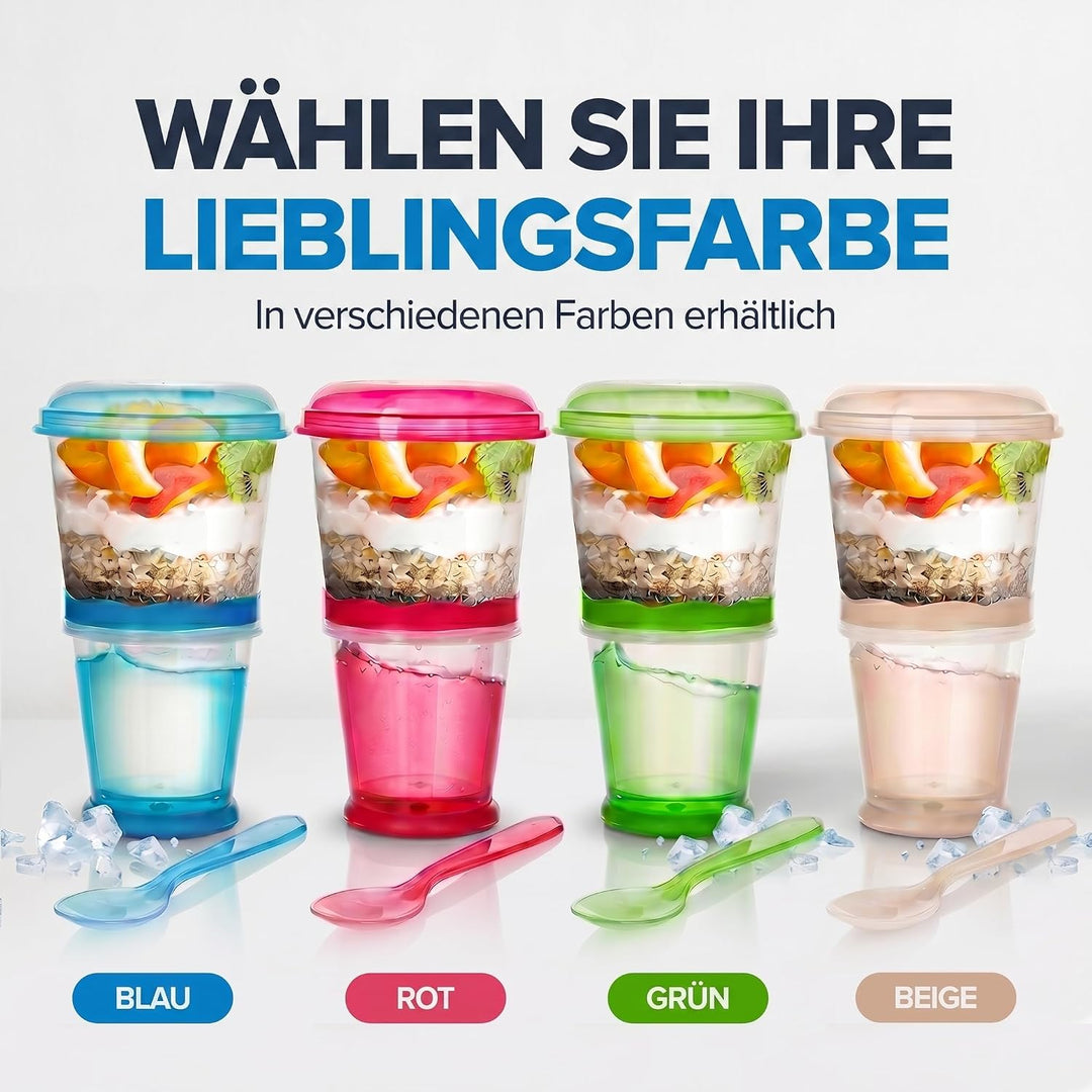 GOODS+GADGETS Müslibecher to Go Deluxe - Joghurt-Becher für unterwegs - Reise Lunchpot mit Löffel un