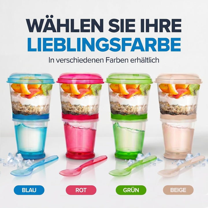 GOODS+GADGETS Müslibecher to Go Deluxe - Joghurt-Becher für unterwegs - Reise Lunchpot mit Löffel un