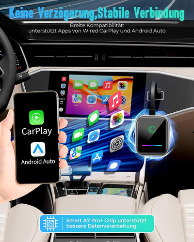 Android Auto & Carplay Wireless Adapter : 2 IN 1 Mini Wireless Adapter für Wired Android Auto/Carpla