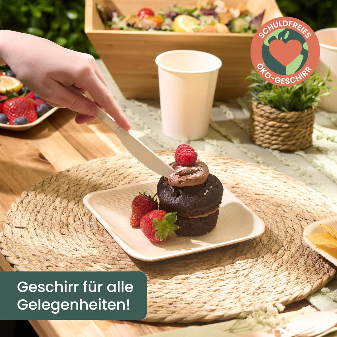 HAAGO - 200 Messer PLA Besteck Set - Wiederverwendbares, spülmaschinenfestes Hochleistungsbesteck fü