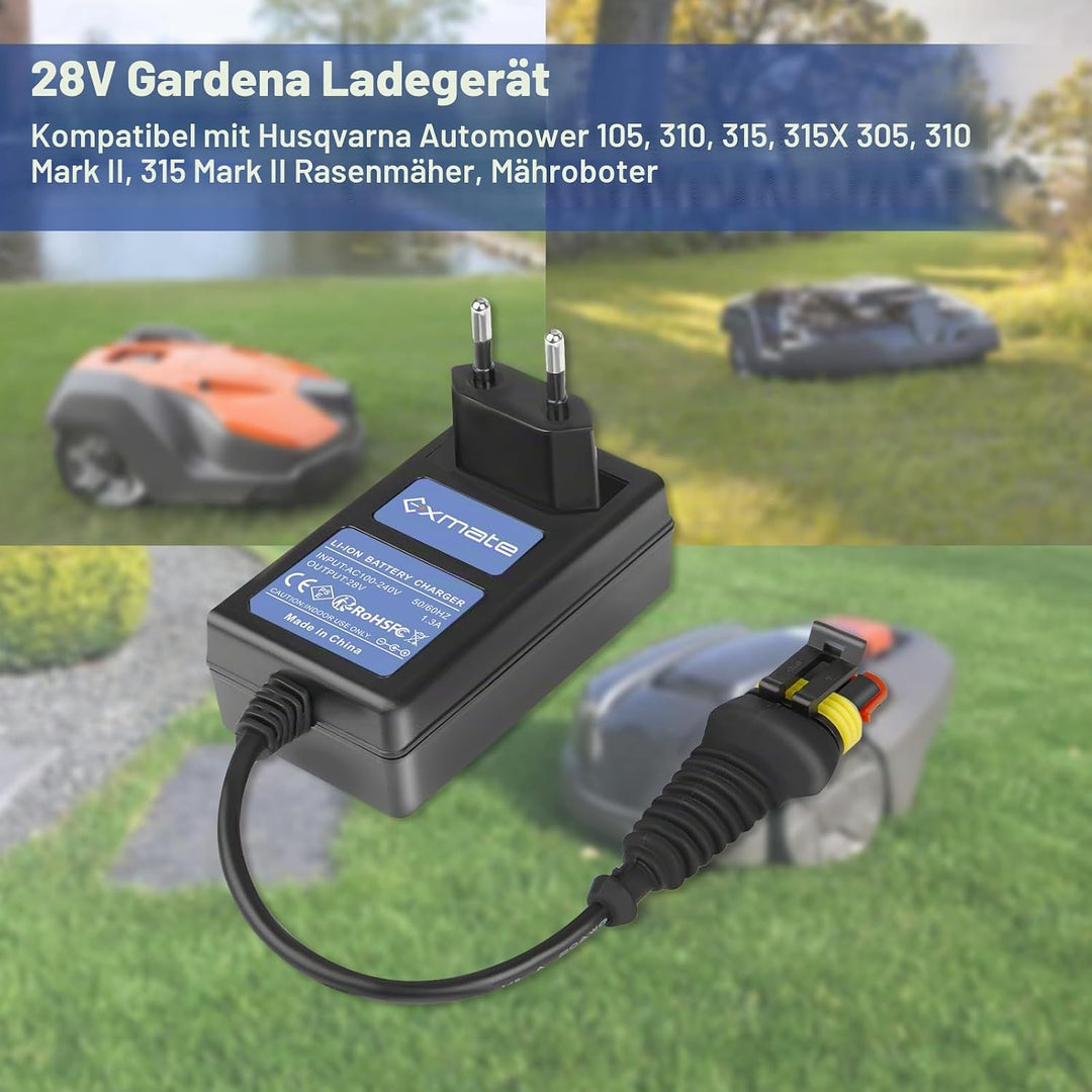 Exmate 28 V 1,3A Adapter Ladegerät Netzteil kompatibel mit Husqvarna Automower 105 305 310 315X 405X
