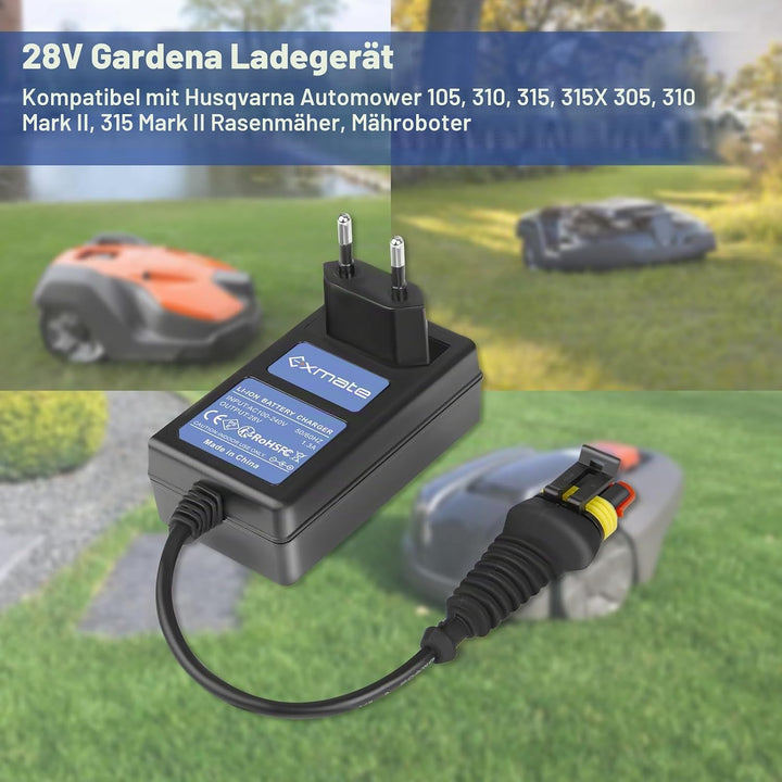 Exmate 28 V 1,3A Adapter Ladegerät Netzteil kompatibel mit Husqvarna Automower 105 305 310 315X 405X
