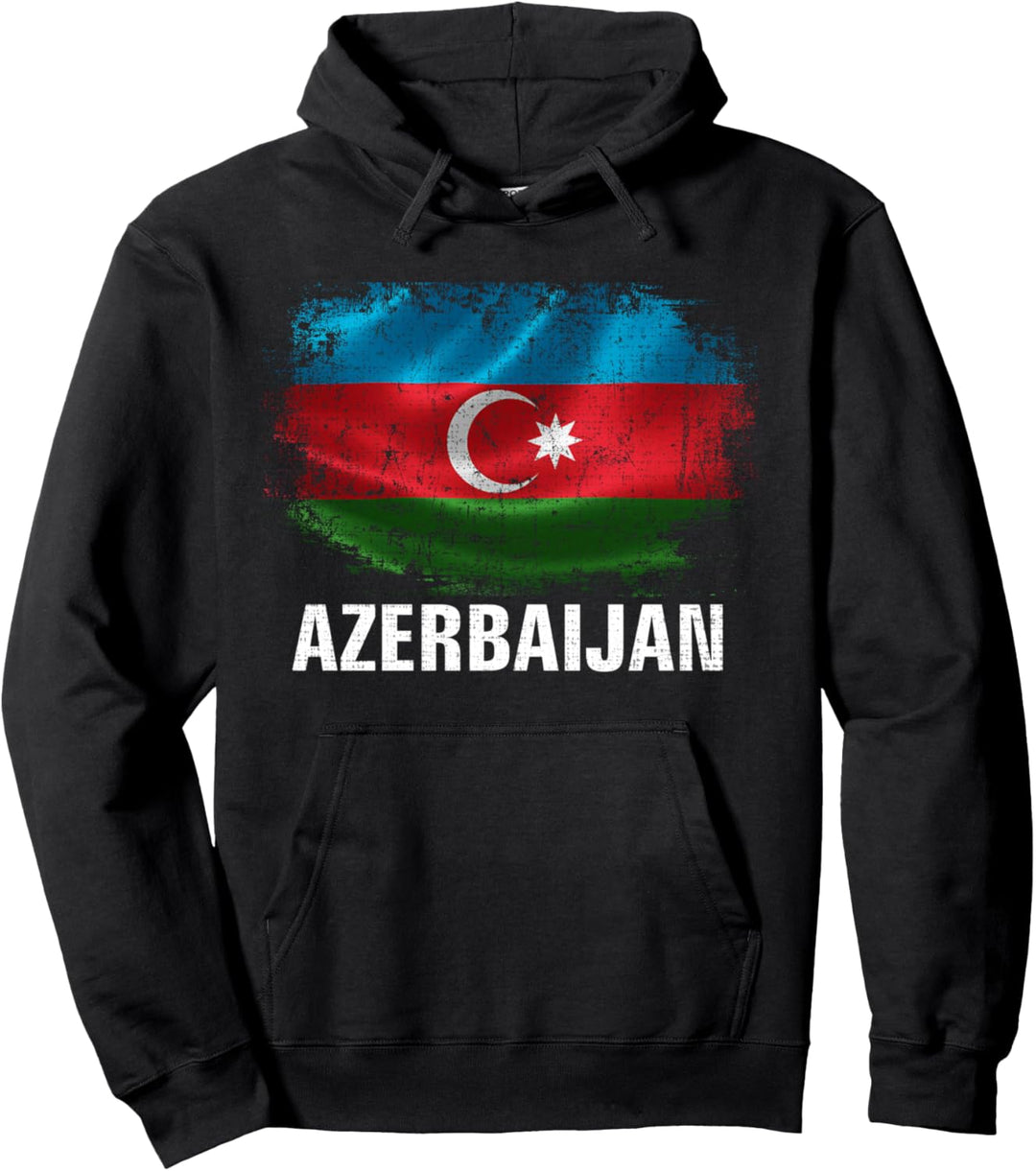 Vintage Azerbaijan Flag For Azerbaijan Gift Pullover Hoodie