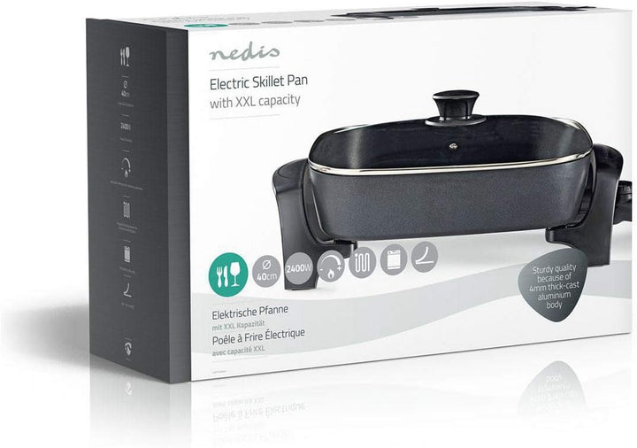 Elektrische Pfanne - 40 cm - Dickwandiges Aluminium-Gussgehäuse Single, Single