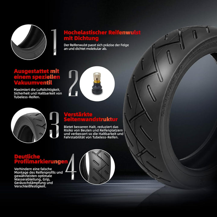 250 x 64 Strassenreifen Verdickter 10-Zoll-Luftreifen für Xiaomi 4 Ultra, Navee S65, Navee S65C Elek