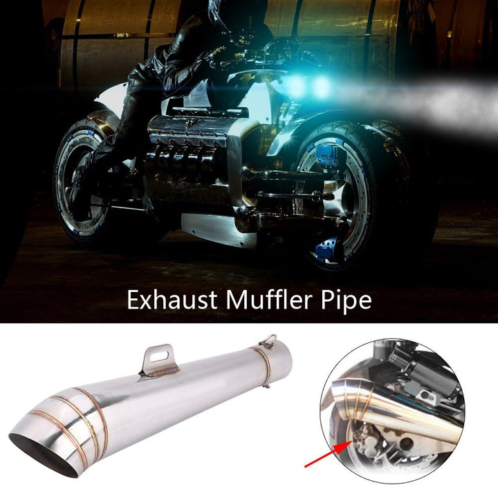 Qiilu Motorrad Auspuff Auspuffrohr Schalldämpfer Auspufftopf Edelstahl Universal für die meisten Mot