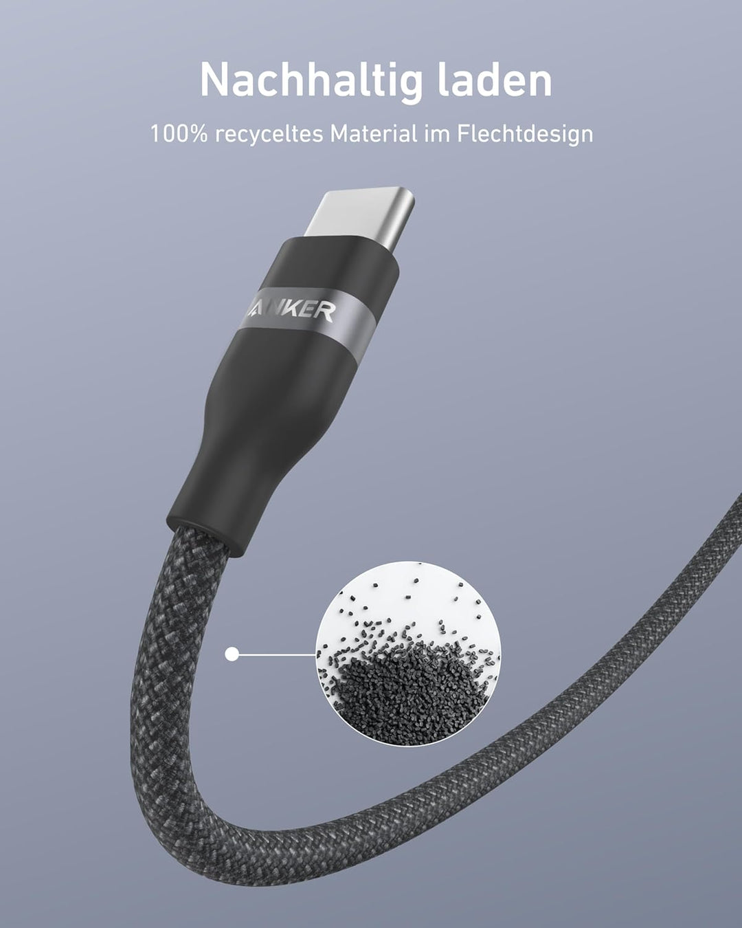 Anker Nano USB C auf USB C Kabel, 240W 1,8m flexibel farbig geflochten, USB C Schnellladekabel Typ C