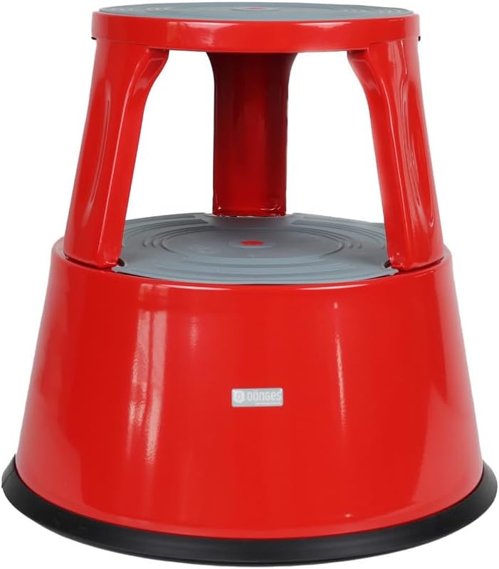 Dönges Rollhocker, Metall, rot (Rolltritt Tritthocker Elefantenfuss)