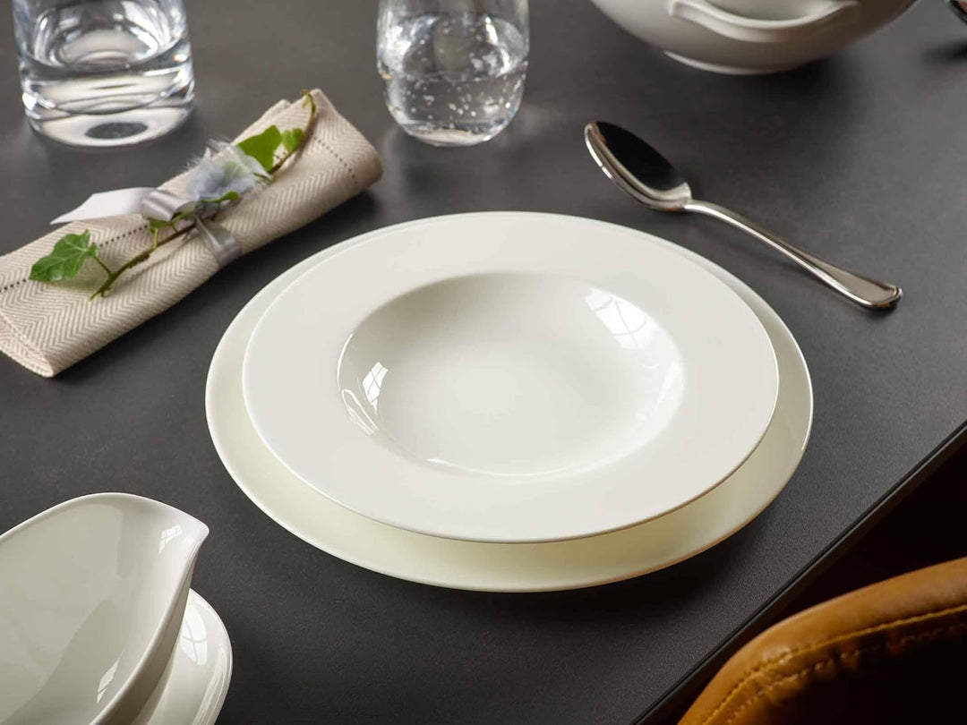 Villeroy &amp; Boch Anmut Suppenteller 6er Set, 24 cm, Tiefer Teller in klassischem Design, Schlicht &amp; E