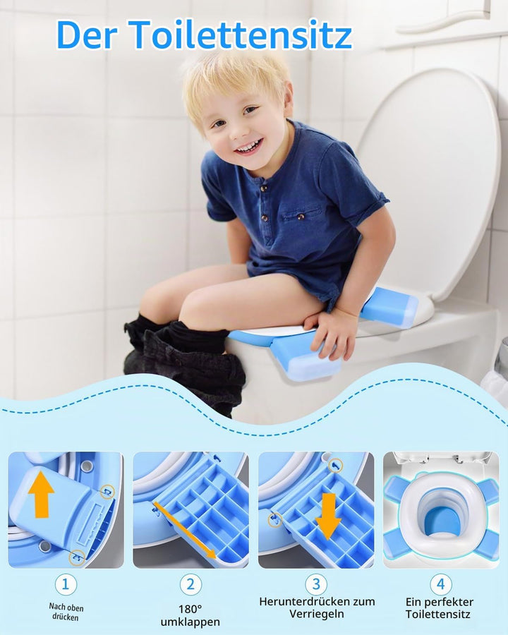Toilettensitz Kinder,3 in 1 faltbares Kinder Töpfchen für Unterwegs,Portable Travel Potty Training T