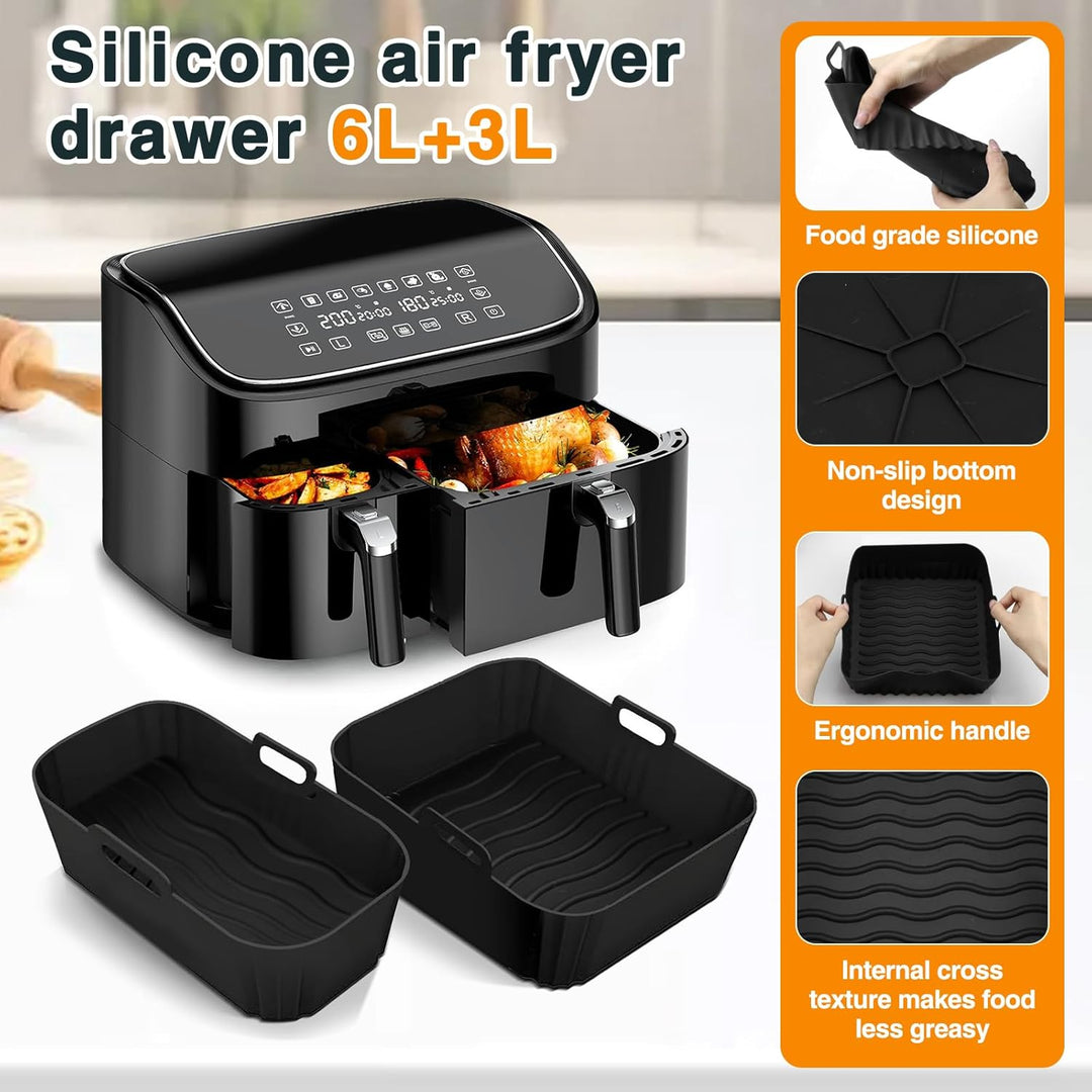 28 Stück Airfryer Zubehör,Heissluftfritteuse Zubehör Set für Philips Dual Basket Airfryer 3000/5000