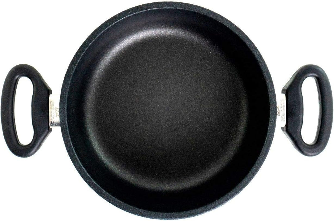 AMT Gastroguss Schmortopf, Ø 20 cm, 8 cm hoch, mit zwei Seitengriffen, backofenfest, Aluguss (Alumin