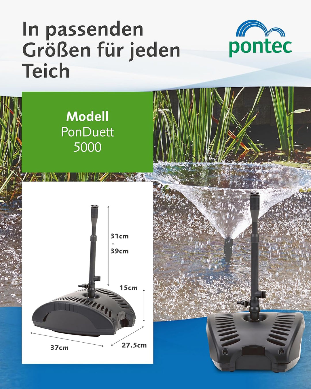 Pontec 57119 Unterwasserfilter PonDuett 5000, Filter, Unterwasser, Teichfilter, Brunnenpumpe, Wasser
