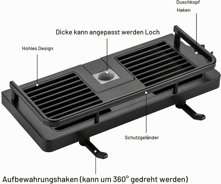 DUFU Duschstangen Caddy Aufbewahrungsregal Duschablage Kein Bohren mit Aufhängen Duschkopf Halterung