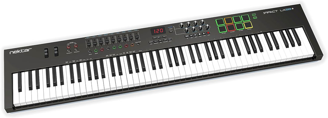 Nektar Impact LX88 + USB MIDI Keyboard Controller with DAW Integration & M-Audio SP-2 - Universal Su