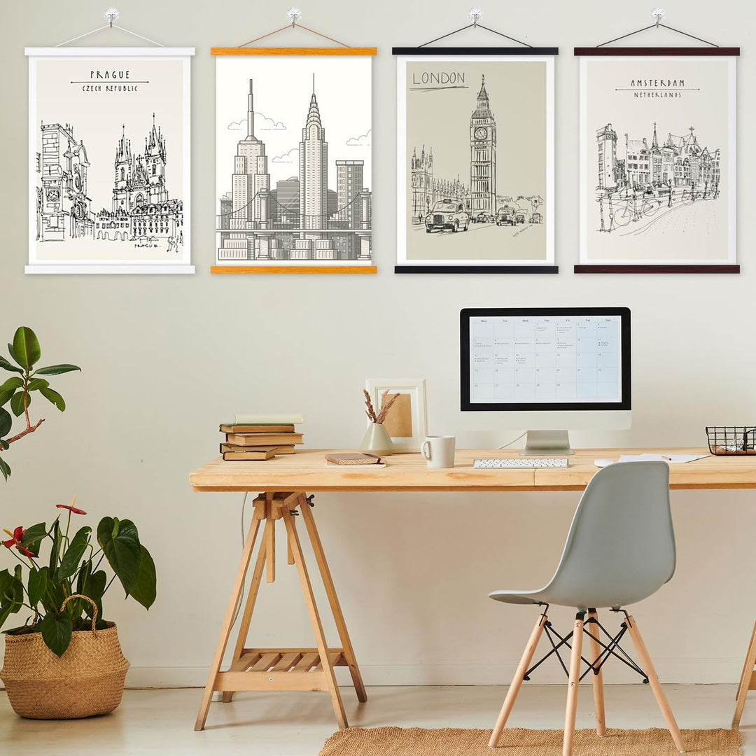 Ywlake Magnet Posterleiste Posterschiene Posterleisten, Magnetische Holz Poster Aufhänger Halter Rah