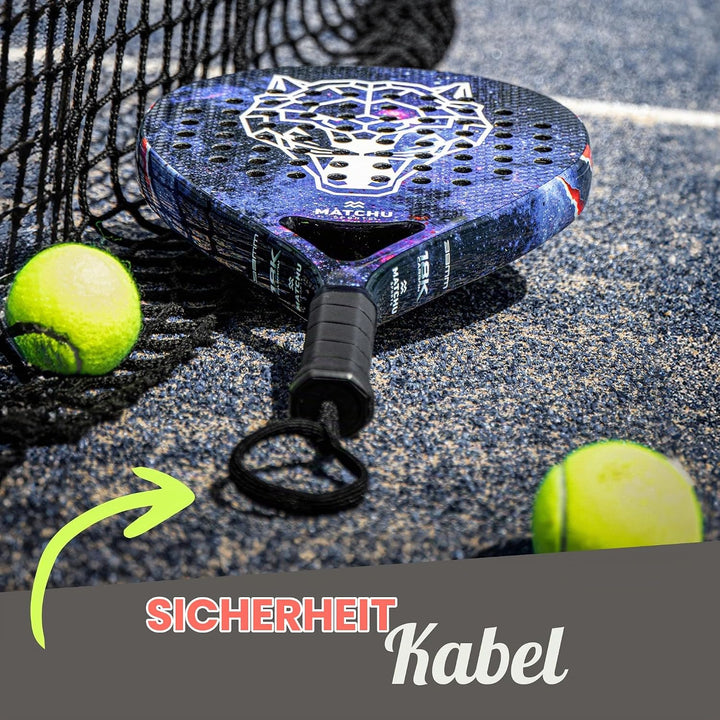 Matchu | Padel Schläger | Unisex | 100% Carbon-Rahmen, Glasfaser-Deckschicht und weicher Eva-Schaum