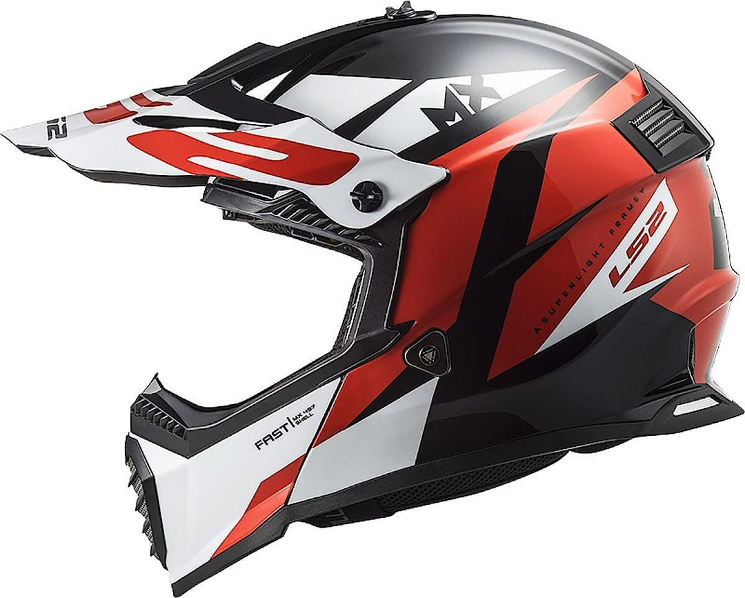 LS2, Crosshelme motorrad Fast evo strike black white red, XXXL 3XL black white red, 3XL black white