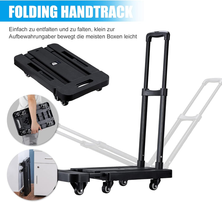 LADOKEE Faltbare Sackkarre Klappbar Transportkarre 200KG/91CM Bollerwagen Faltbar mit 6 Räder und 2