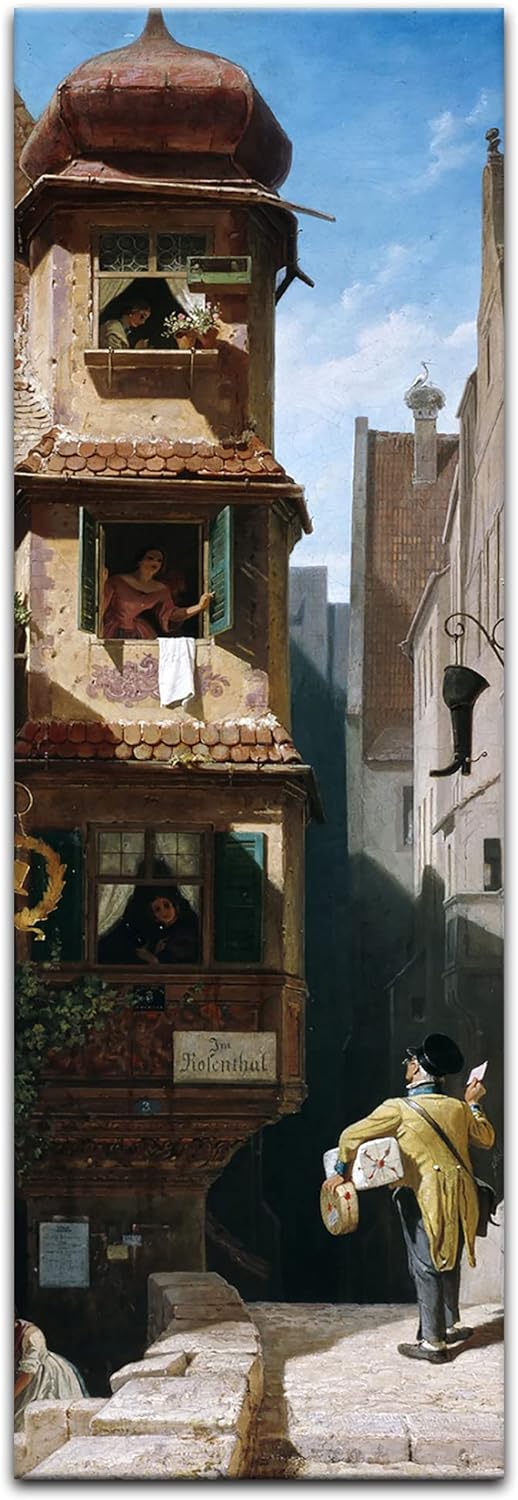 Bilderdepot24 Bild auf Leinwand | Carl Spitzweg Der Briefbote im Rosenthal in 30x90 cm als Wandbild