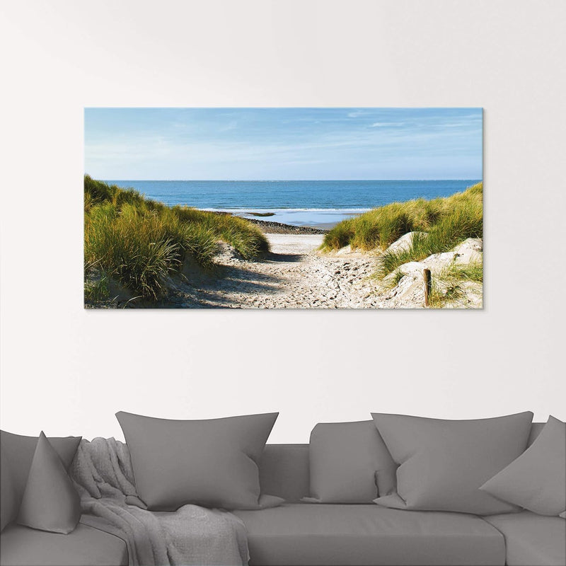 ARTland Glasbilder Wandbild Glas Bild einteilig 60x30 cm Querformat Strand Meer Küste Nordsee Sand D