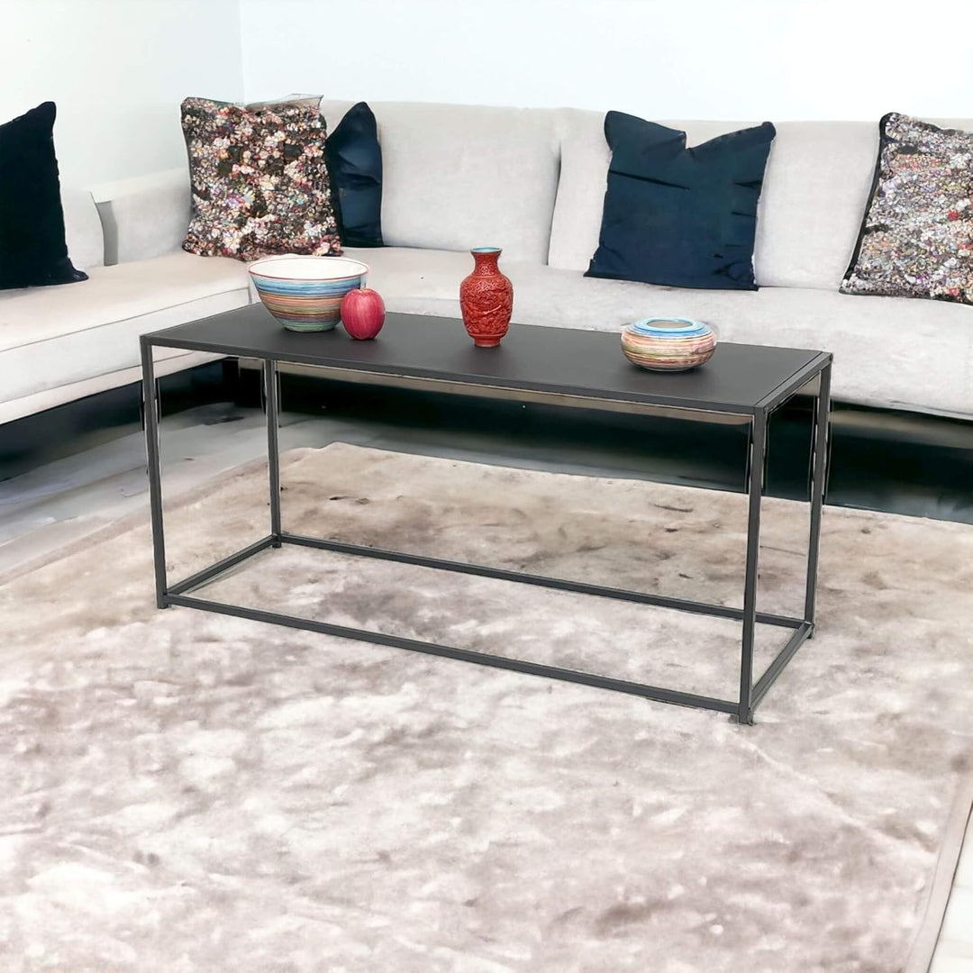 DanDiBo Couchtisch Schwarz Metall Eckig 110x50x40 cm Beistelltisch Wohnzimmer 96470 Tisch Sofatisch