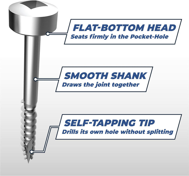 Kreg sps-c1–250 2,5 cm Pan Head Grob Gewinde Zahl 7 Zink beschichtet Pocket Loch Schrauben (250 Zähl