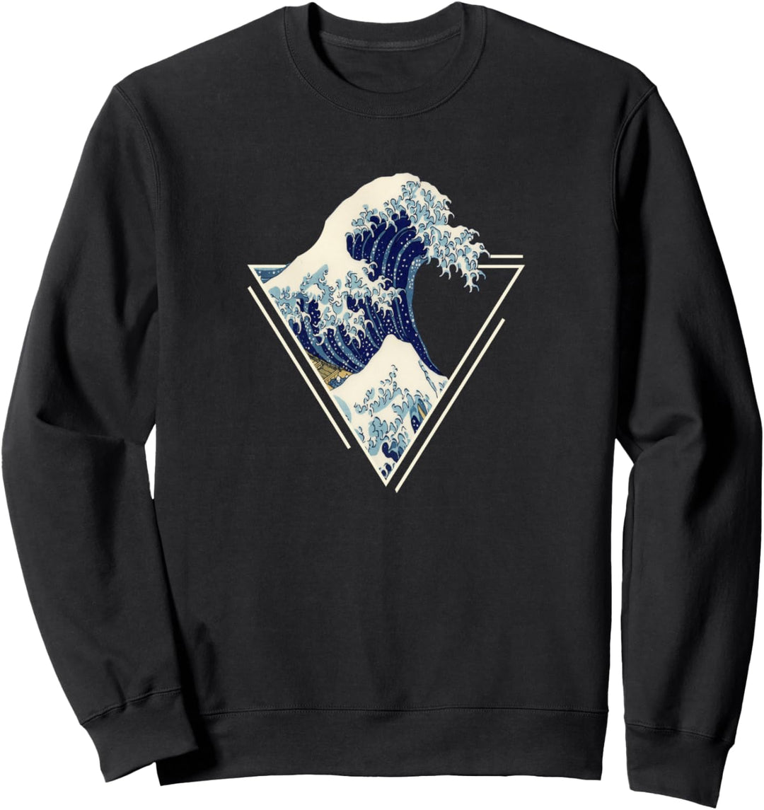 Kanagawa Japanische Kunst Die grosse Welle Vintage-Ästhetik Sweatshirt