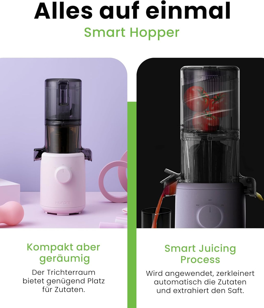 HUROM | Slow Juicer | Entsafter Gemüse und Obst | H310A | Elektrische Kaltpresse | Ruhiger Motor | L