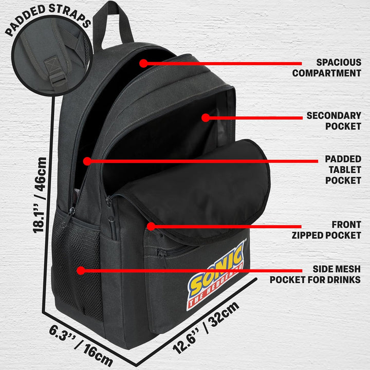 Get Trend Sonic The Hedgehog Rucksack Jungen, 46 x 32 x 16 cm, Verstellbarer Reisetasche für Schule