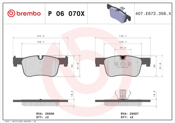 BREMBO P 06 070X Bremsbeläge