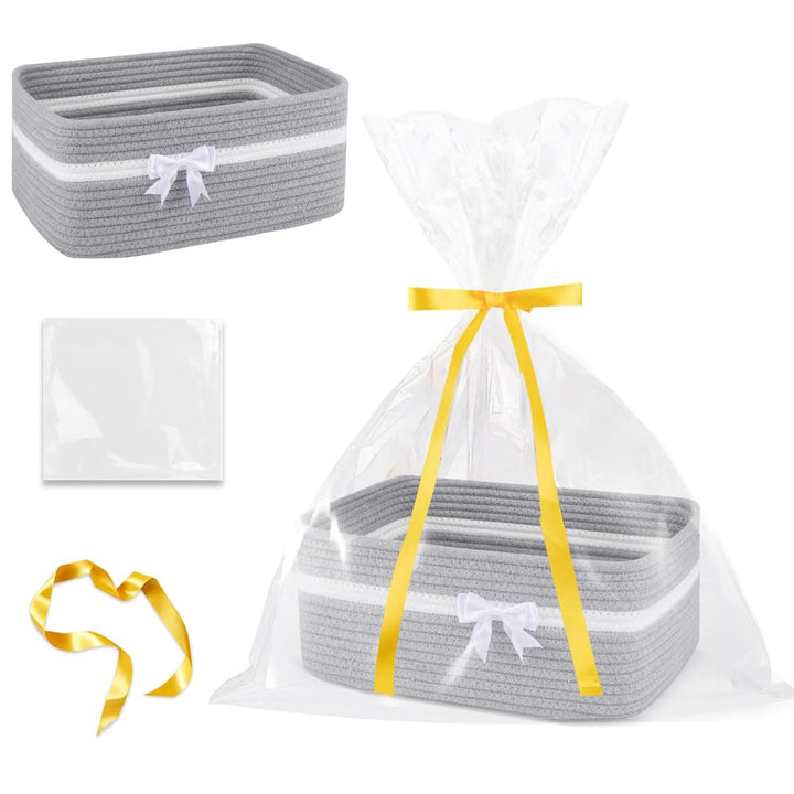 Geschenkkorb Leer Gross, 34x25x15 cm Aufbewahrungskorb mit Geschenktüten & Geschenkschleife, Präsent