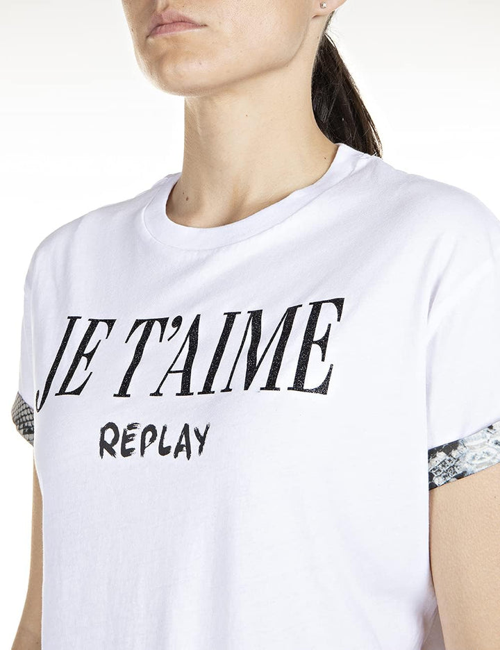 Replay Damen T-Shirt S Weiss (001 White), S Weiss (001 White)