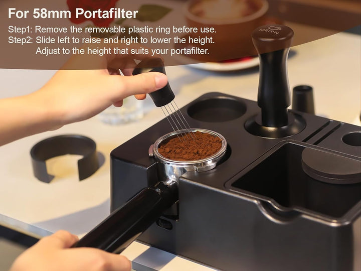 MEION Espresso-Tampingstation, abnehmbare Espresso-Klopfbox und Tamp-Station, 10-in-1-Espresso-Organ