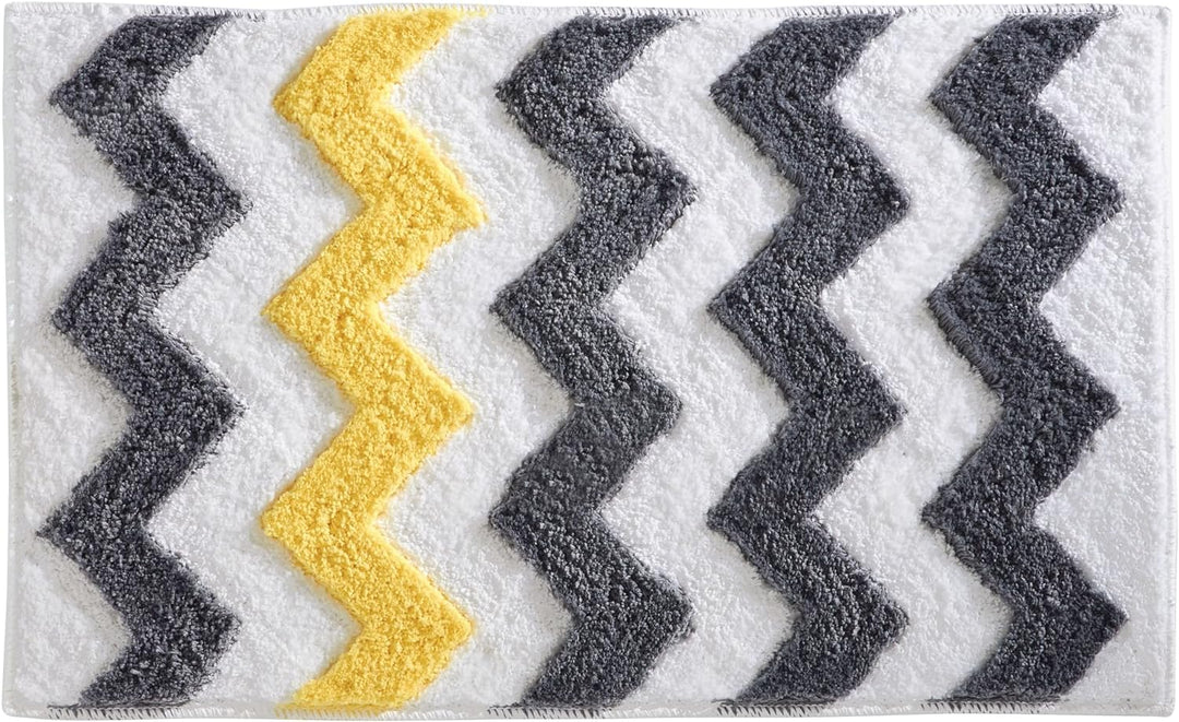 iDesign Chevron Duschvorleger, rutschfeste und schnelltrocknende Badmatte aus Microfaser-Polyester m