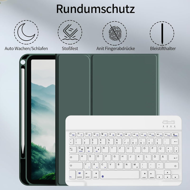 Hülle mit Tastatur für iPad A16 2025 / iPad 11./10. Generation 2022 10,9 Zoll, Magnetisch Bluetooth-