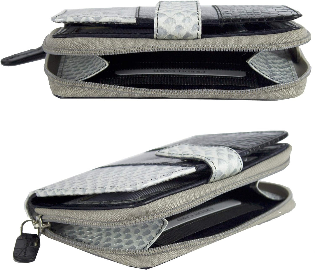 Sunsa Geldbörse. Damen Geldbeutel mit RFID Schutz. Leder Portemonnaie. Grosser Brieftasche mit viele