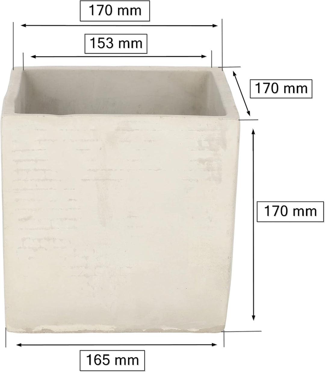 KOTARBAU® Blumentopf Übertopf 17 x 17 cm für Blumen Pflanzen aus Dekorativ-Beton Grau Quadratisch In