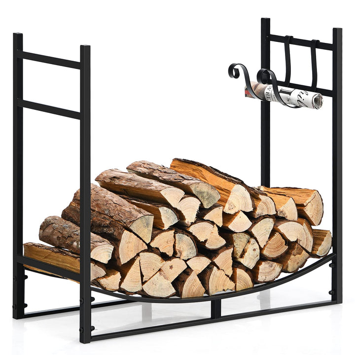 COSTWAY Kaminholzregal Metall, Brennholzregal Kaminholzständer, Feuerholzregal Kamingarnitur schwarz