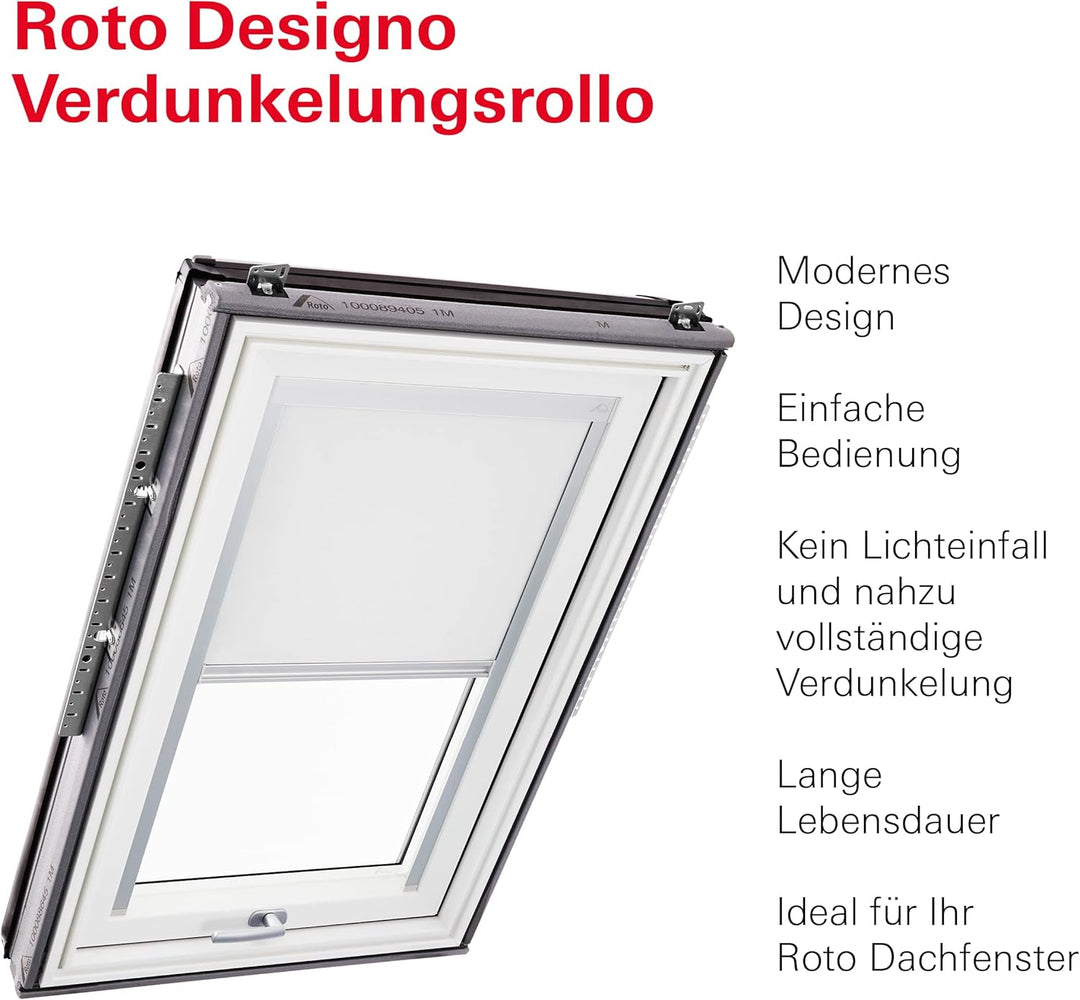Original Roto Verdunkelungsrollo ZRV - Nahezu vollständige Verdunkelung - Führungsschiene Weiss - Da