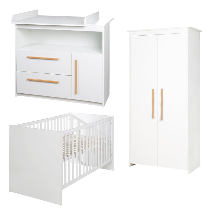 roba Kinderzimmer Set Lilo - Mitwachsendes Gitterbett 70 x 140 cm + Wickelkommode mit 2 Schubladen &