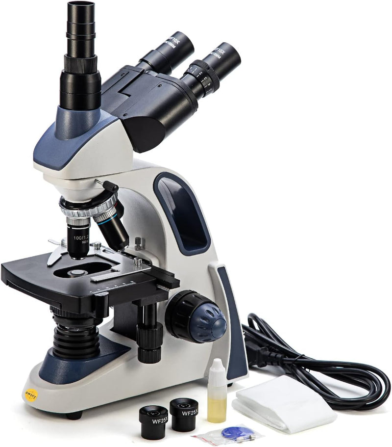 SWIFT SW380T 40X-2500X, Trinokulares Verbund-Labormikroskop mit doppellagiger mechanischer Bühne, Si