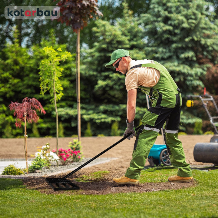 KOTARBAU® Rasenrakel - 70 x 30 cm - Rasen Nivellierrechen - mit Stahlstiel - 180 cm - Gartenwerkzeug